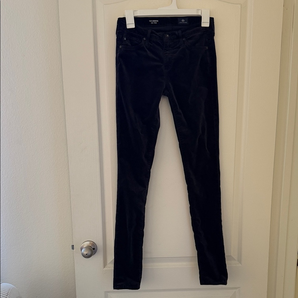 AG Adriano Goldschmied Black Skinny Velvet Pants Size 25